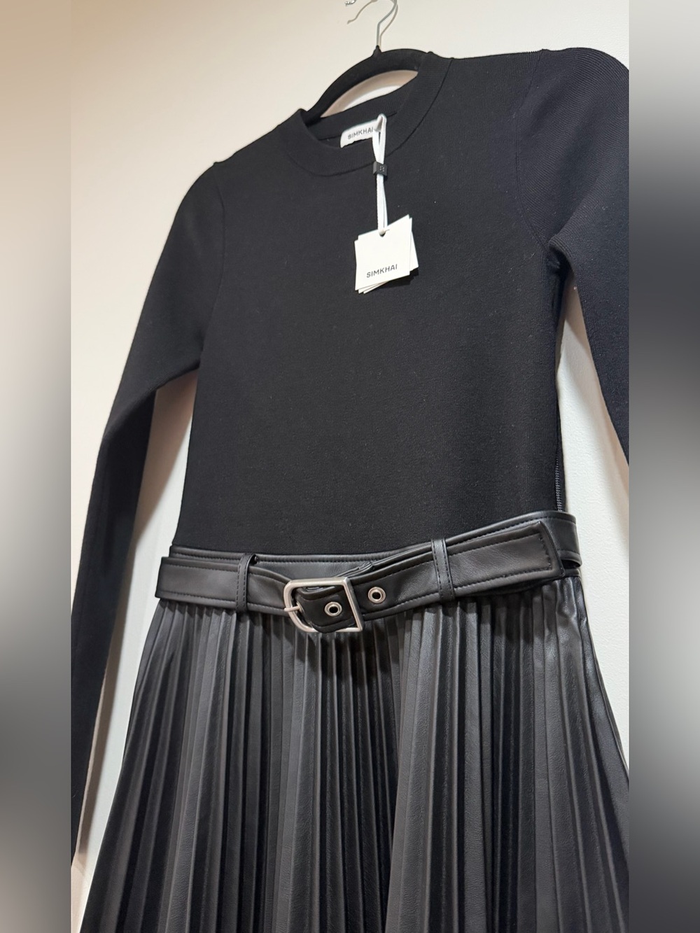 NEW SIMKHAI abilene knit combo midi dress | Black, Small - Picture 9 of 16